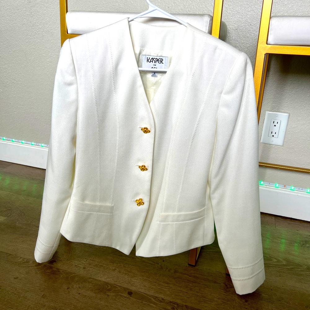 Kasper For ASL Cream Linen Blazer